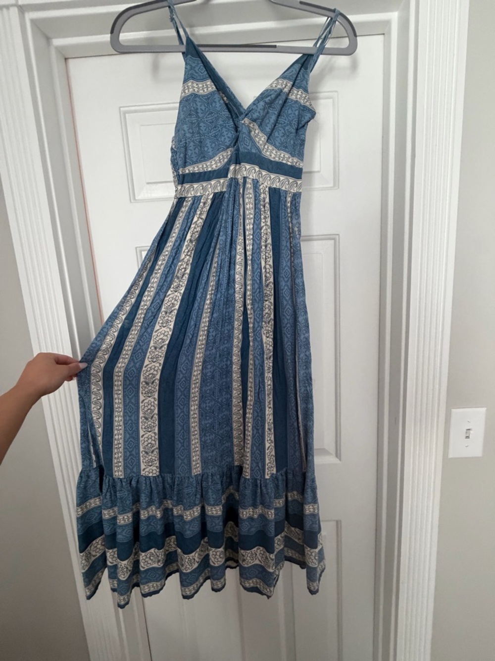 T.J.Maxx Blue and Cream Striped Maxi Dress